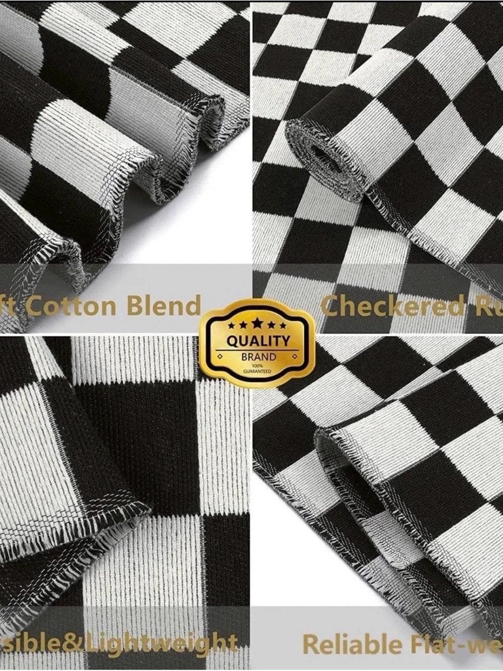 Black and White Checkered Area Rug, 3*5ft